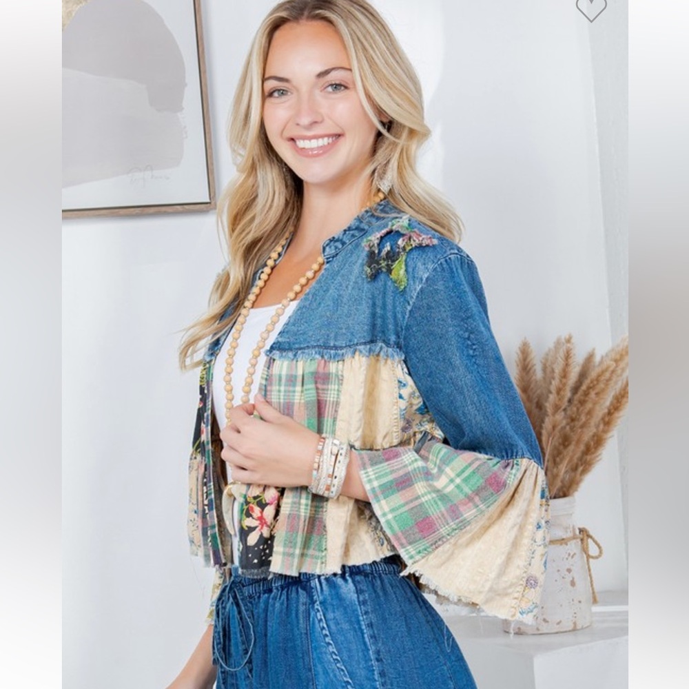 Boho Patchwork Denim Jacket - image 2